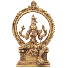 Brass Rajarajeshwari Idol, Sri Lalita Tripurasundari Devi Statue, Raja Rajeswari Amman Murti, Shodashi Kamakshi Bhuvaneshwari Brass Sculpture, Statue,Gold, 10 Inch, 1 Piece