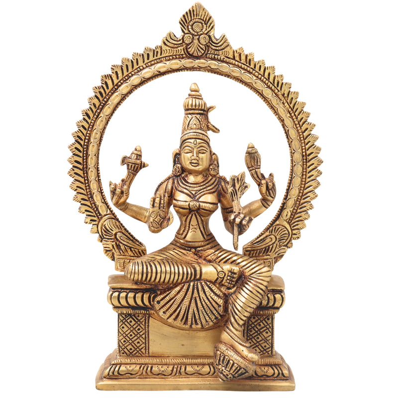 Brass Rajarajeshwari Idol, Sri Lalita Tripurasundari Devi Statue, Raja Rajeswari Amman Murti, Shodashi Kamakshi Bhuvaneshwari Brass Sculpture, Statue,Gold, 10 Inch, 1 Piece