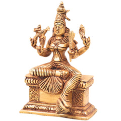 Brass Rajarajeshwari, Tripura Sundari, Lalita Devi, Kamakshi, Shodashi, Kameshwari Idol, Handcrafted Hindu Goddess Sculpture Murti Statue Vigraha for Pooja & Home Temple Decor, Gold, 8 Inch, 1 Piece