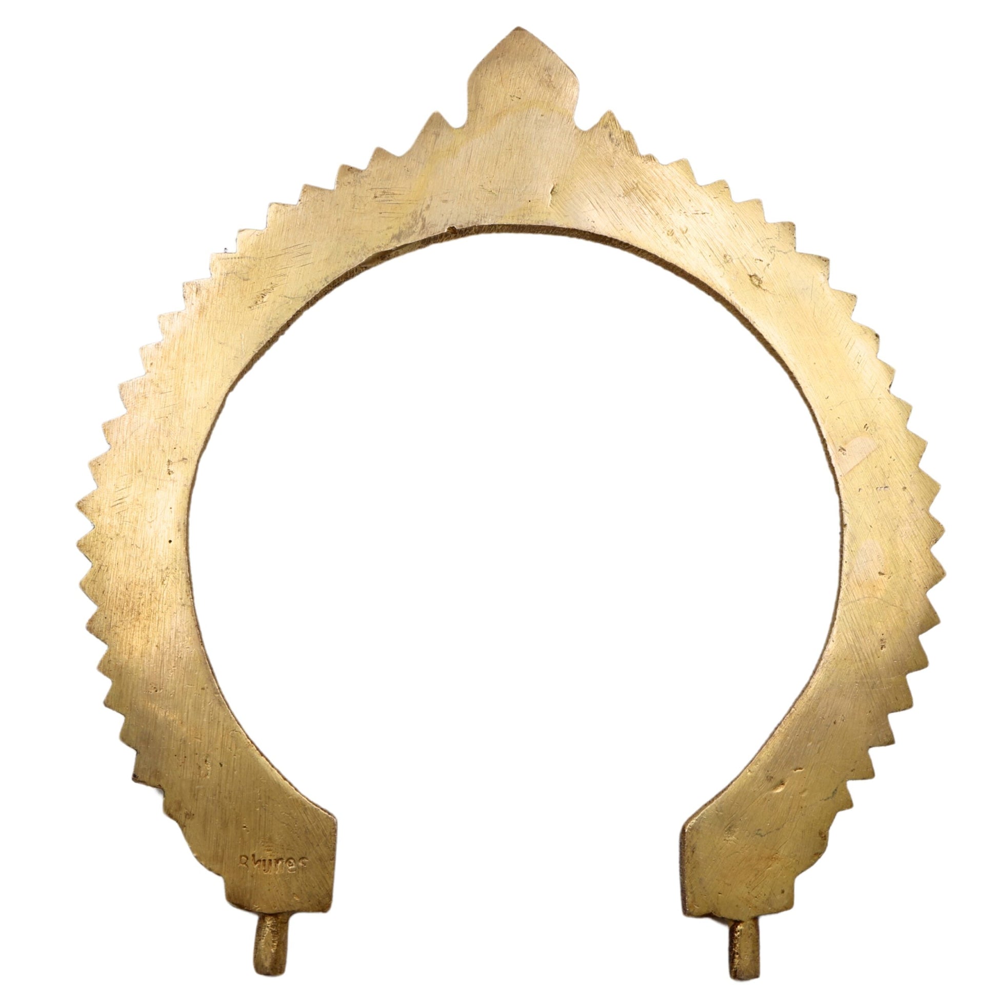 Bhunes Brass Small Prabhavali for Home Temple, Wall Hanging Arch Frame, Traditional Round Tiruvasi Makara Torana Pooja Backdrop for Idols & Decor, Gold, 8 Inch, 1 Piece