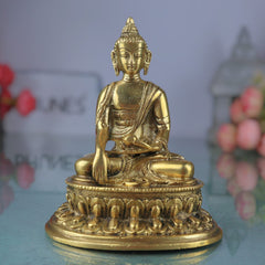 Brass Buddha Idol | Meditating Buddha Statue | Shakyamuni & Siddhartha Gautama Murti for Home, Temple & Office Decor,Gold, 5 Inch, 1 Piece