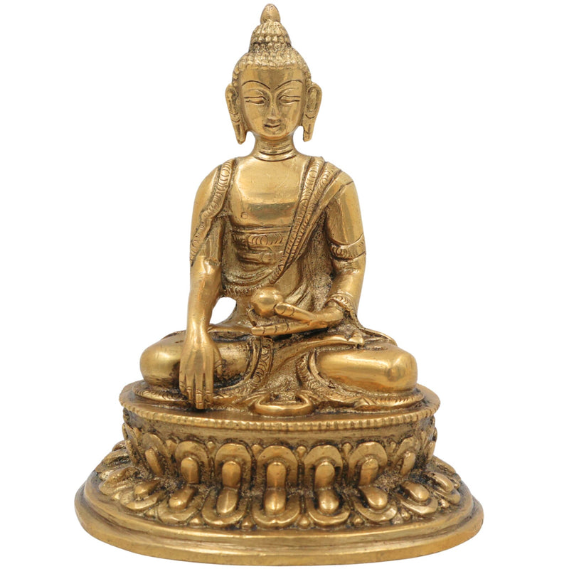 Brass Buddha Idol | Meditating Buddha Statue | Shakyamuni & Siddhartha Gautama Murti for Home, Temple & Office Decor,Gold, 5 Inch, 1 Piece