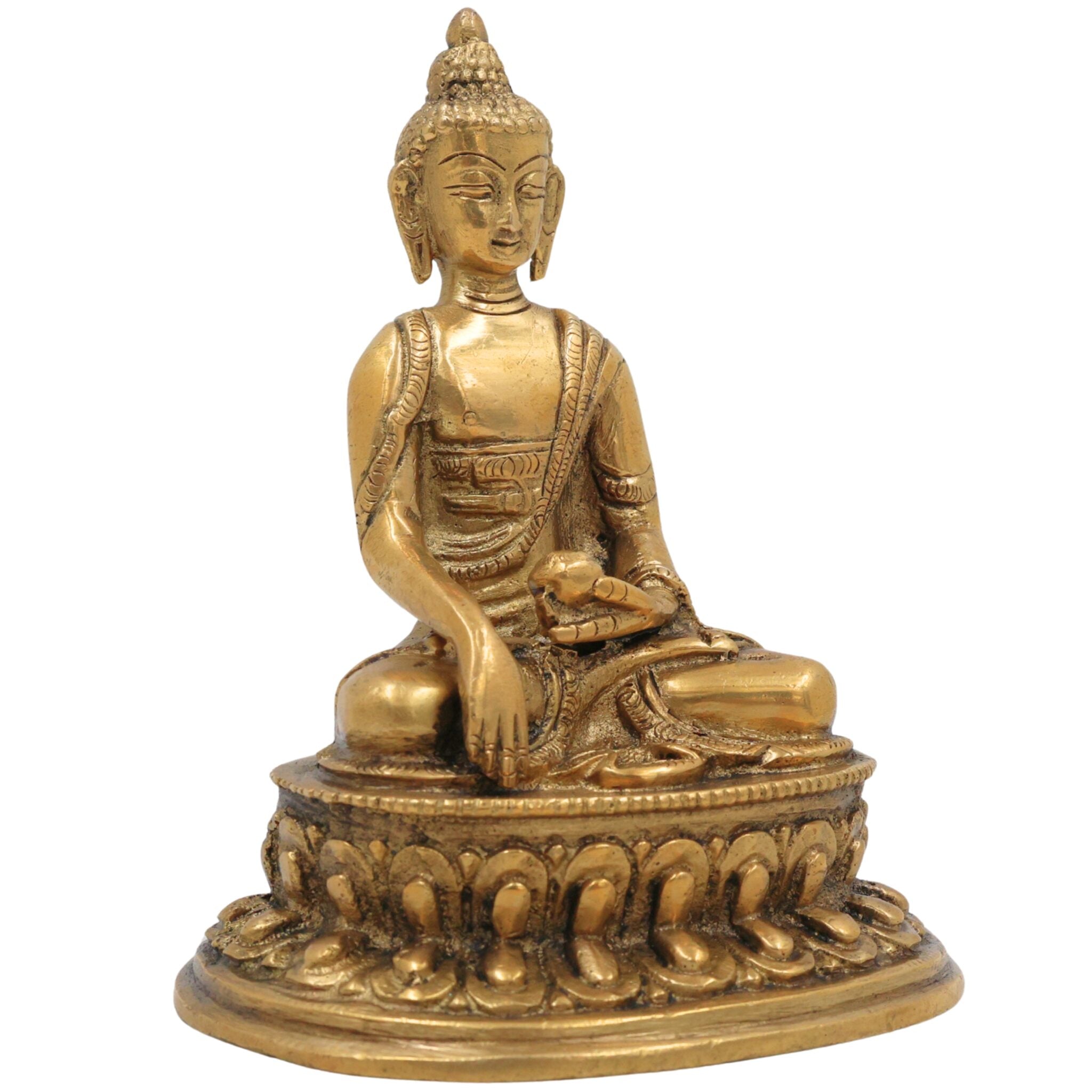Brass Buddha Idol | Meditating Buddha Statue | Shakyamuni & Siddhartha Gautama Murti for Home, Temple & Office Decor,Gold, 5 Inch, 1 Piece