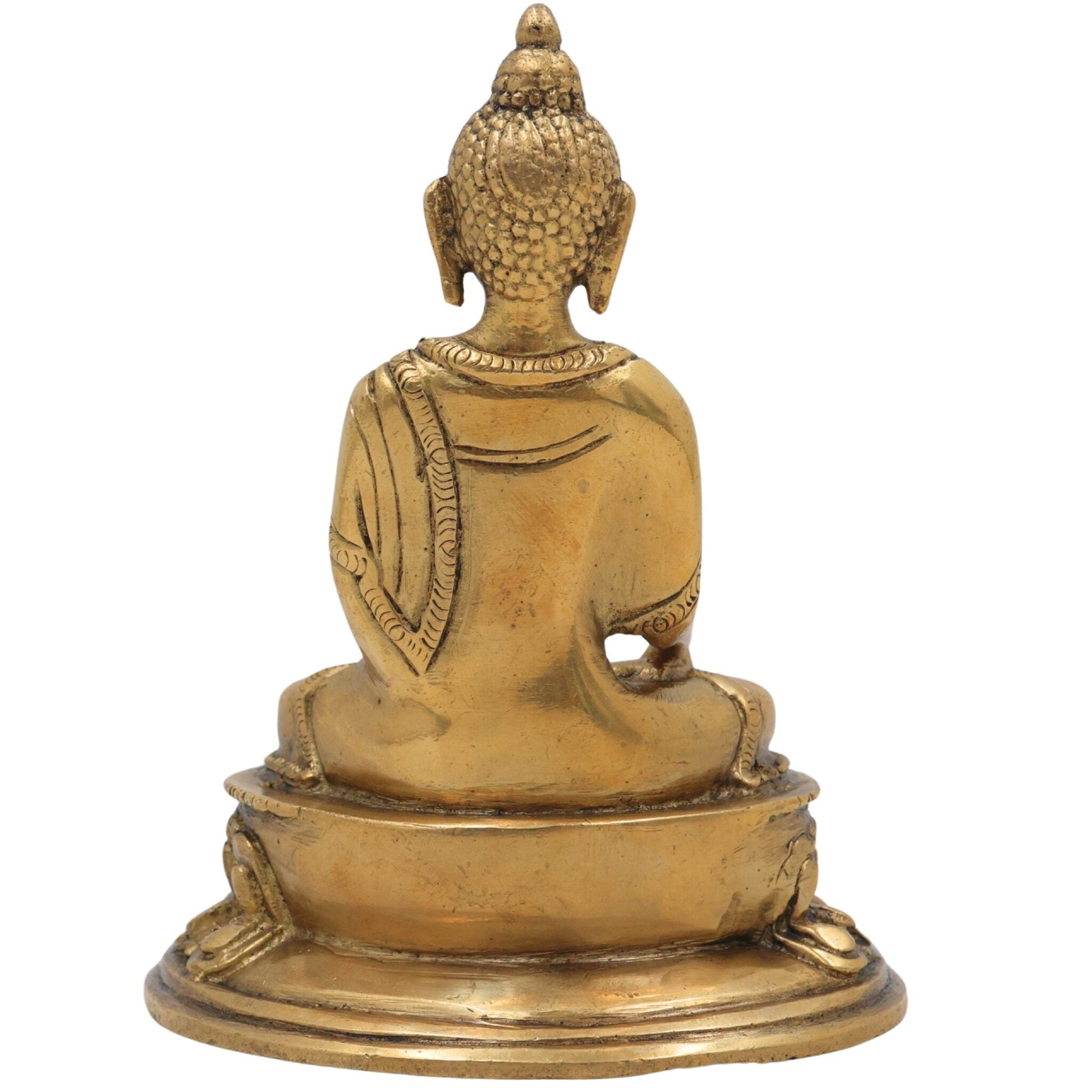 Brass Buddha Idol | Meditating Buddha Statue | Shakyamuni & Siddhartha Gautama Murti for Home, Temple & Office Decor,Gold, 5 Inch, 1 Piece