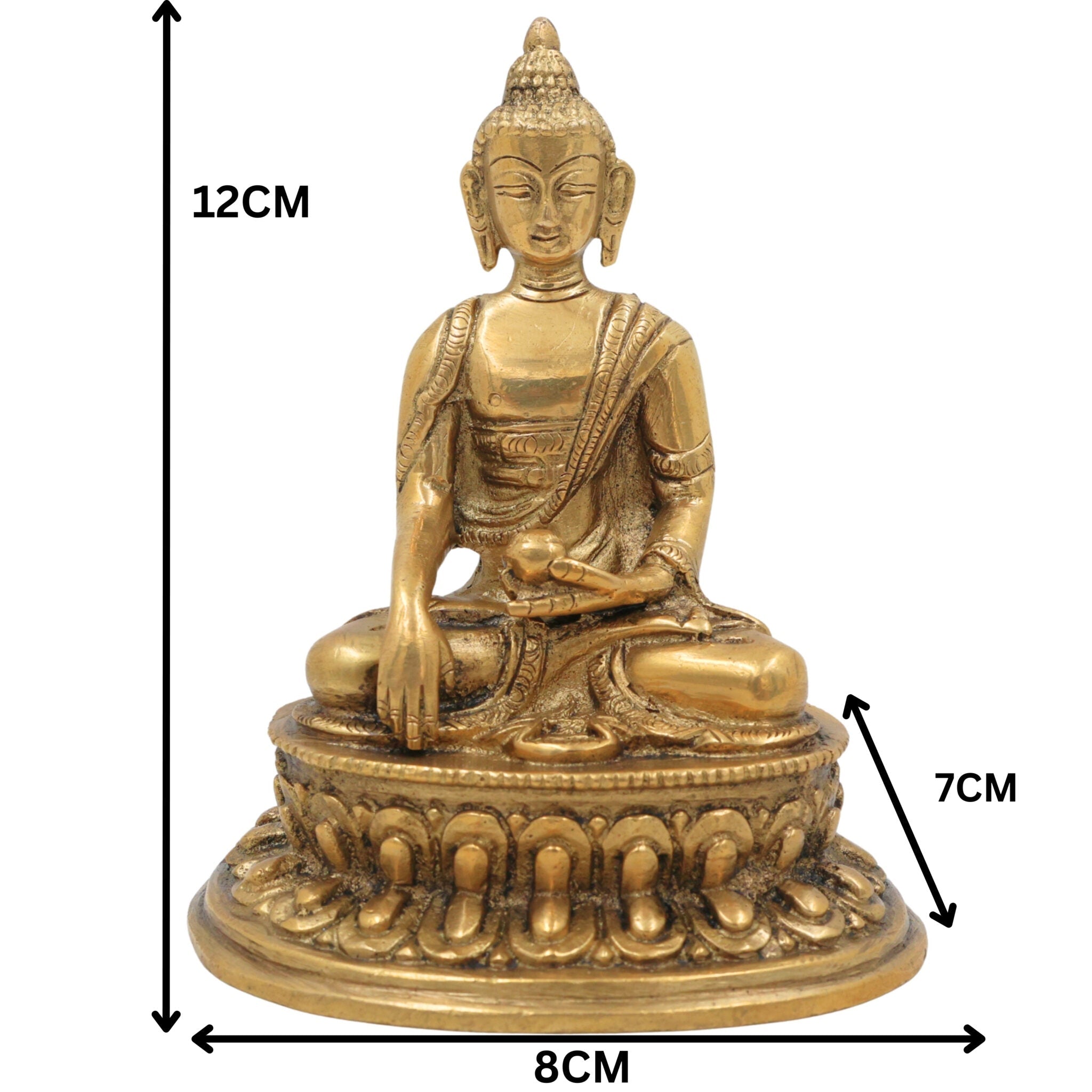 Brass Buddha Idol | Meditating Buddha Statue | Shakyamuni & Siddhartha Gautama Murti for Home, Temple & Office Decor,Gold, 5 Inch, 1 Piece