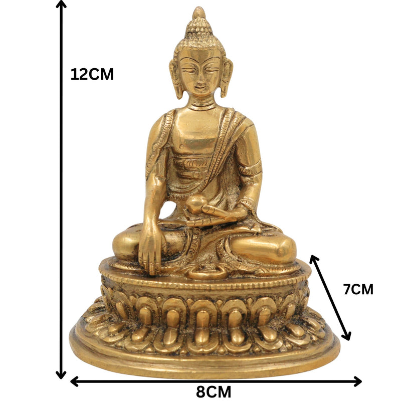 Brass Buddha Idol | Meditating Buddha Statue | Shakyamuni & Siddhartha Gautama Murti for Home, Temple & Office Decor,Gold, 5 Inch, 1 Piece