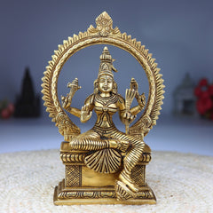 Brass Rajarajeshwari Tripura Sundari Lalita Kamakshi Shodashi Devi Idol, Handmade Mahavidya Adi Parashakti Sculpture for Home Temple Puja Decor Gift, Gold, 10 Inch, 1 Piece
