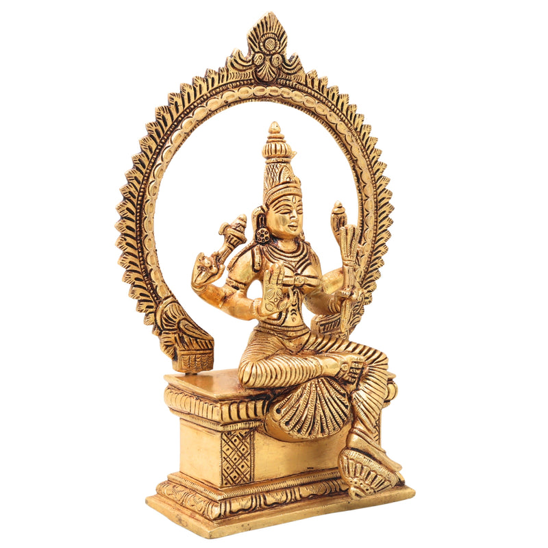Brass Rajarajeshwari Tripura Sundari Lalita Kamakshi Shodashi Devi Idol, Handmade Mahavidya Adi Parashakti Sculpture for Home Temple Puja Decor Gift, Gold, 10 Inch, 1 Piece