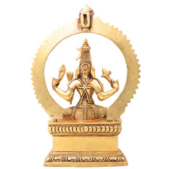 Brass Rajarajeshwari Tripura Sundari Lalita Kamakshi Shodashi Devi Idol, Handmade Mahavidya Adi Parashakti Sculpture for Home Temple Puja Decor Gift, Gold, 10 Inch, 1 Piece