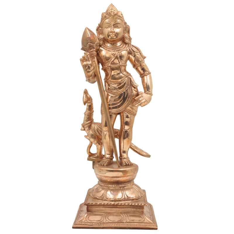 Handcrafted Panchaloha Murugan Idol – Bronze Subramanya | Skanda | Karthikeya | Vel Murugan Statue for Home Temple & Pooja,Gold, 12 Inch, 1 Piece