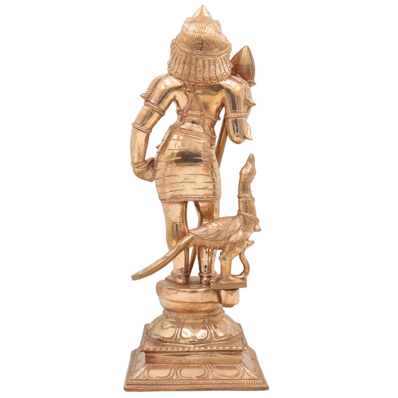 Handcrafted Panchaloha Murugan Idol – Bronze Subramanya | Skanda | Karthikeya | Vel Murugan Statue for Home Temple & Pooja,Gold, 12 Inch, 1 Piece