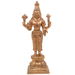 Handmade Bronze Vishnu Idol Panchaloha Statue | Narayana, Madhava, Govinda | Traditional South Indian Temple Art | 25cm Panchaloha Alloy Vishnu Murti,Gold, 10 Inch, 1 Piece