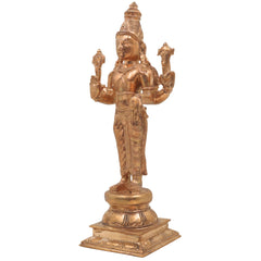 Handmade Bronze Vishnu Idol Panchaloha Statue | Narayana, Madhava, Govinda | Traditional South Indian Temple Art | 25cm Panchaloha Alloy Vishnu Murti,Gold, 10 Inch, 1 Piece