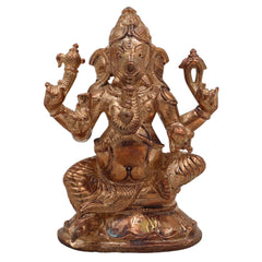 Handcrafted Bronze Ganesha Idol, Panchaloha Vinayaka Ganpati Murti, Ekadanta Vighnaharta Ganesh Statue for Home, Temple & Gifts,Gold, 3.5 Inch, 1 Piece