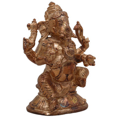 Handcrafted Bronze Ganesha Idol, Panchaloha Vinayaka Ganpati Murti, Ekadanta Vighnaharta Ganesh Statue for Home, Temple & Gifts,Gold, 3.5 Inch, 1 Piece