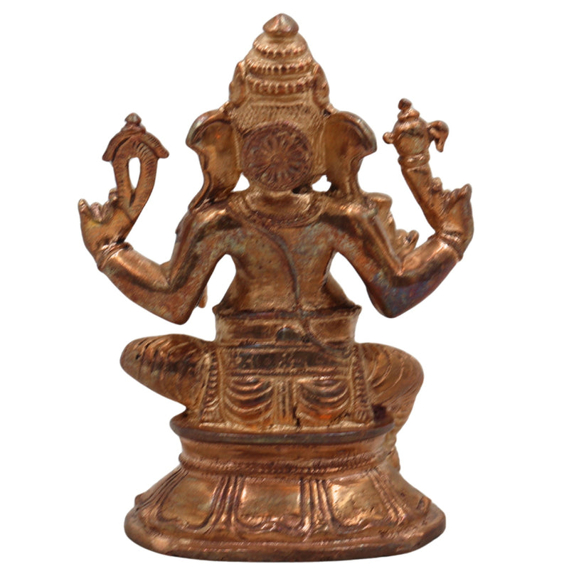 Handcrafted Bronze Ganesha Idol, Panchaloha Vinayaka Ganpati Murti, Ekadanta Vighnaharta Ganesh Statue for Home, Temple & Gifts,Gold, 3.5 Inch, 1 Piece