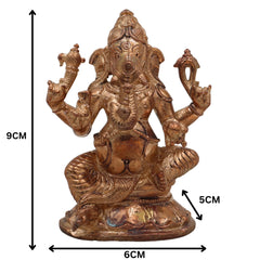 Handcrafted Bronze Ganesha Idol, Panchaloha Vinayaka Ganpati Murti, Ekadanta Vighnaharta Ganesh Statue for Home, Temple & Gifts,Gold, 3.5 Inch, 1 Piece