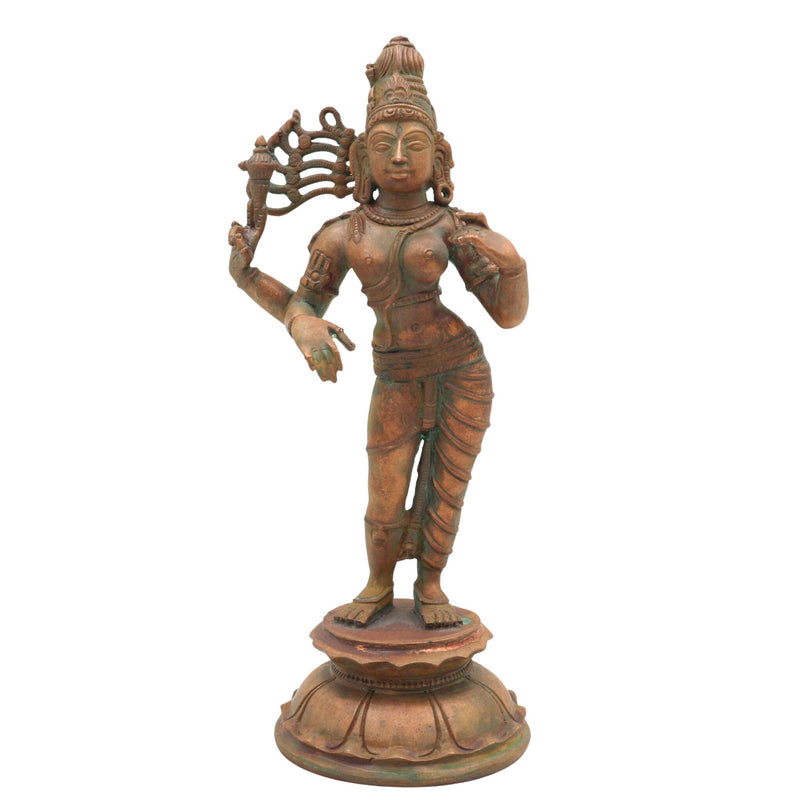 Handcrafted Bronze Ardhanarishvara Idol | Ardhanari Shiva-Parvati Murti | Chola Art Panchaloha Sculpture for Puja, Home Decor & Spiritual Gift, 9 Inch Gold, 1 Piece