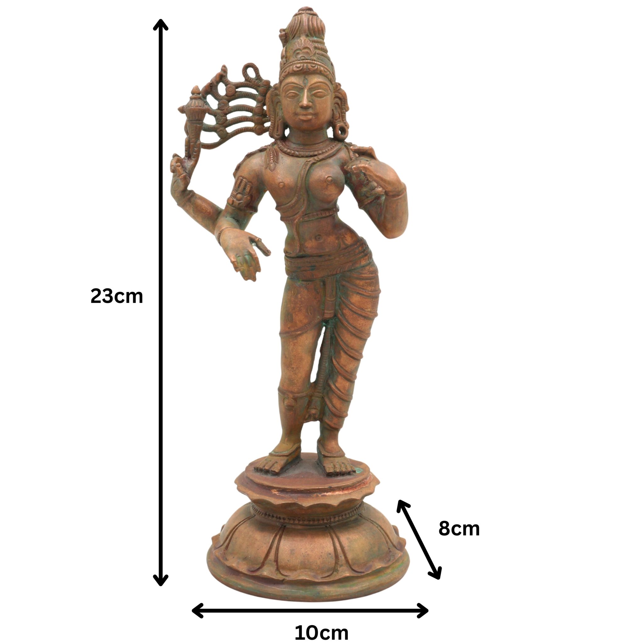 Handcrafted Bronze Ardhanarishvara Idol | Ardhanari Shiva-Parvati Murti | Chola Art Panchaloha Sculpture for Puja, Home Decor & Spiritual Gift, 9 Inch Gold, 1 Piece