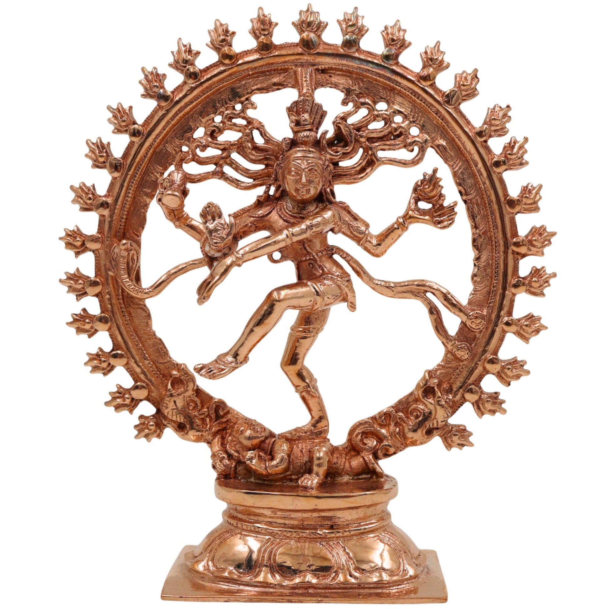 Bronze Handcrafted Nataraja Idol | Lord of Dance Shiva Statue | Chola Art Panchaloha Nritya Murti | Ananda Tandava Shiva Figurine, Gold, 6 Inch, 1 Piece