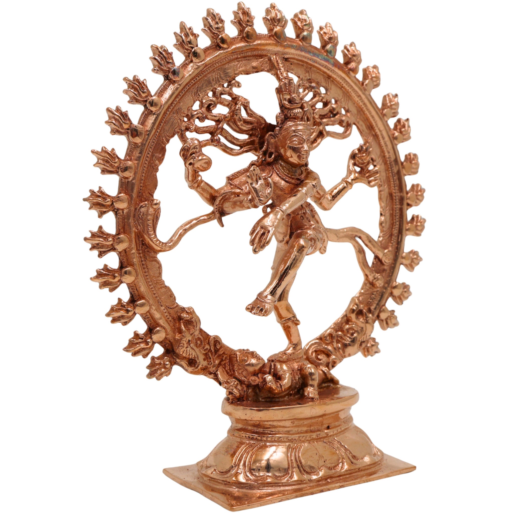 Bronze Handcrafted Nataraja Idol | Lord of Dance Shiva Statue | Chola Art Panchaloha Nritya Murti | Ananda Tandava Shiva Figurine, Gold, 6 Inch, 1 Piece