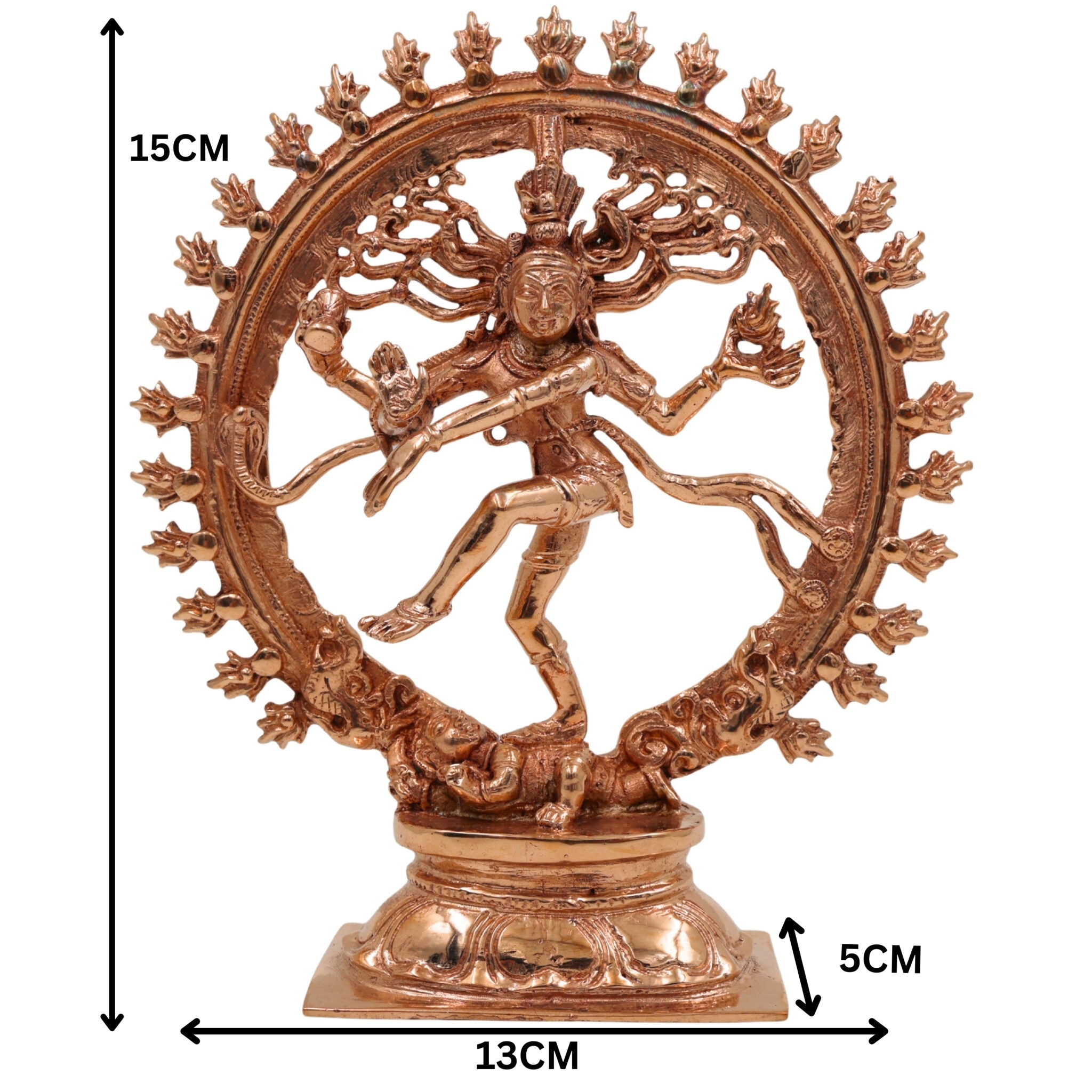 Bronze Handcrafted Nataraja Idol | Lord of Dance Shiva Statue | Chola Art Panchaloha Nritya Murti | Ananda Tandava Shiva Figurine, Gold, 6 Inch, 1 Piece