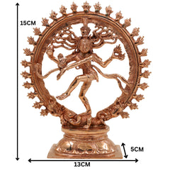 Bronze Handcrafted Nataraja Idol | Lord of Dance Shiva Statue | Chola Art Panchaloha Nritya Murti | Ananda Tandava Shiva Figurine, Gold, 6 Inch, 1 Piece