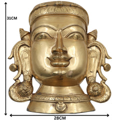 Handcrafted Bronze Panchaloha Sringar Face Idol for Shiva, Vishnu – Traditional South Indian Wax Casting, Antique Temple Murti, Handmade Panchadhatu Alloy Statue,Gold, 12.5 Inch, 1 Piece
