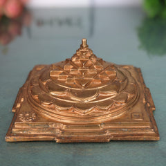 Handmade Bronze Sri Yantra Idol, Panchaloha Sacred Shri Chakra Sculpture for Home, Temple, Puja & Vastu Decor,Gold, 3 Inch, 1 Piece