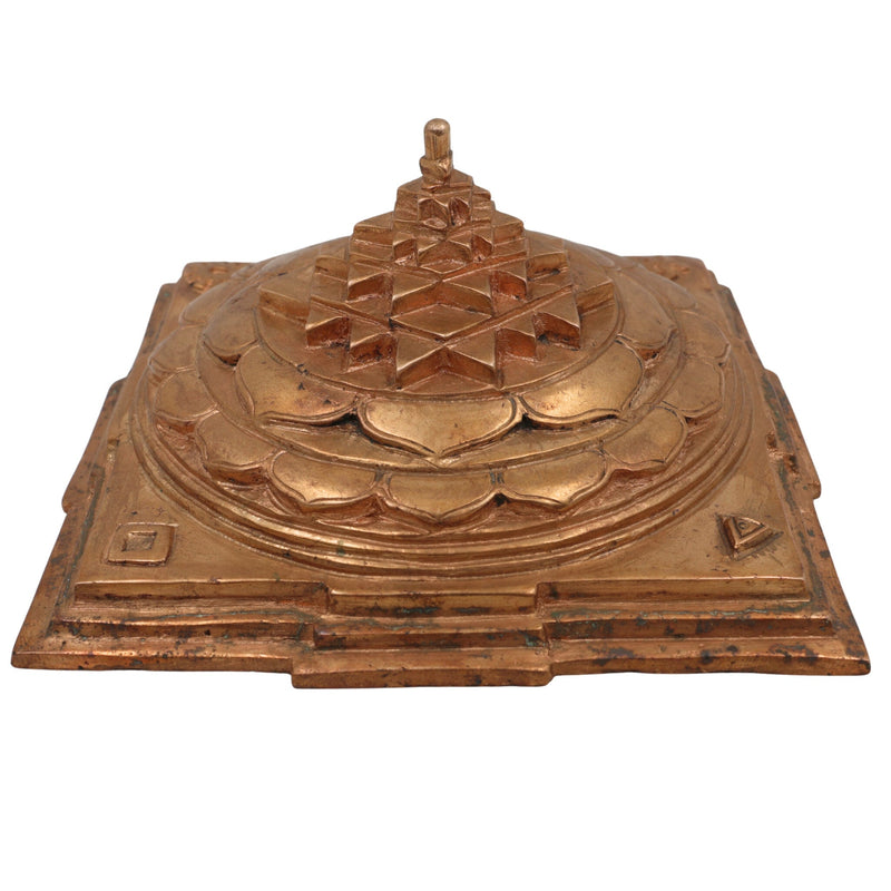 Handmade Bronze Sri Yantra Idol, Panchaloha Sacred Shri Chakra Sculpture for Home, Temple, Puja & Vastu Decor,Gold, 3 Inch, 1 Piece