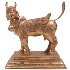 Handcrafted Bronze Kamadhenu Idol | Divine Panchaloha Kamadhenu Cow Sculpture | Traditional Indian BronzeKamadhenu Murti for Home & Temple Decor,Gold, 7 Inch, 1 Piece