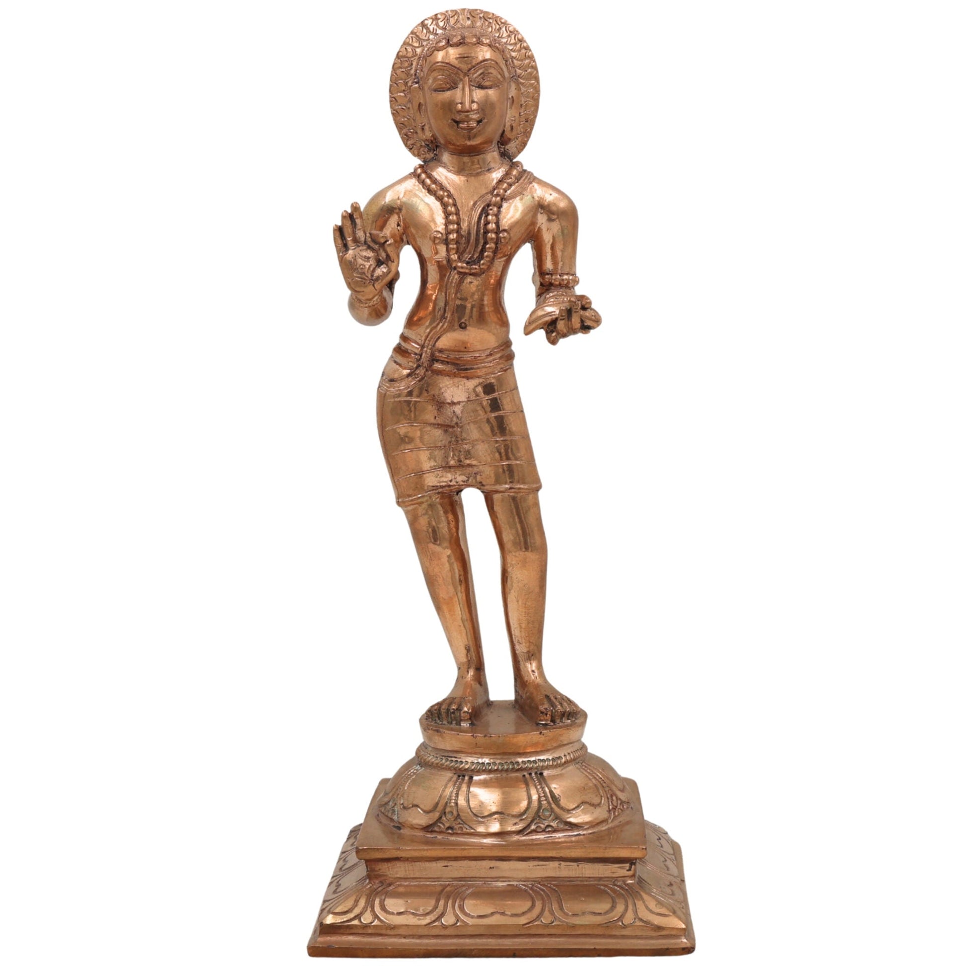 Handcrafted Bronze Manikkavacakar Idol | Panchaloha Manikkavachakar Statue | Tamil Shaiva Saint Murti for Temple & Home Decor,Gold, 11.5 Inch, 1 Piece