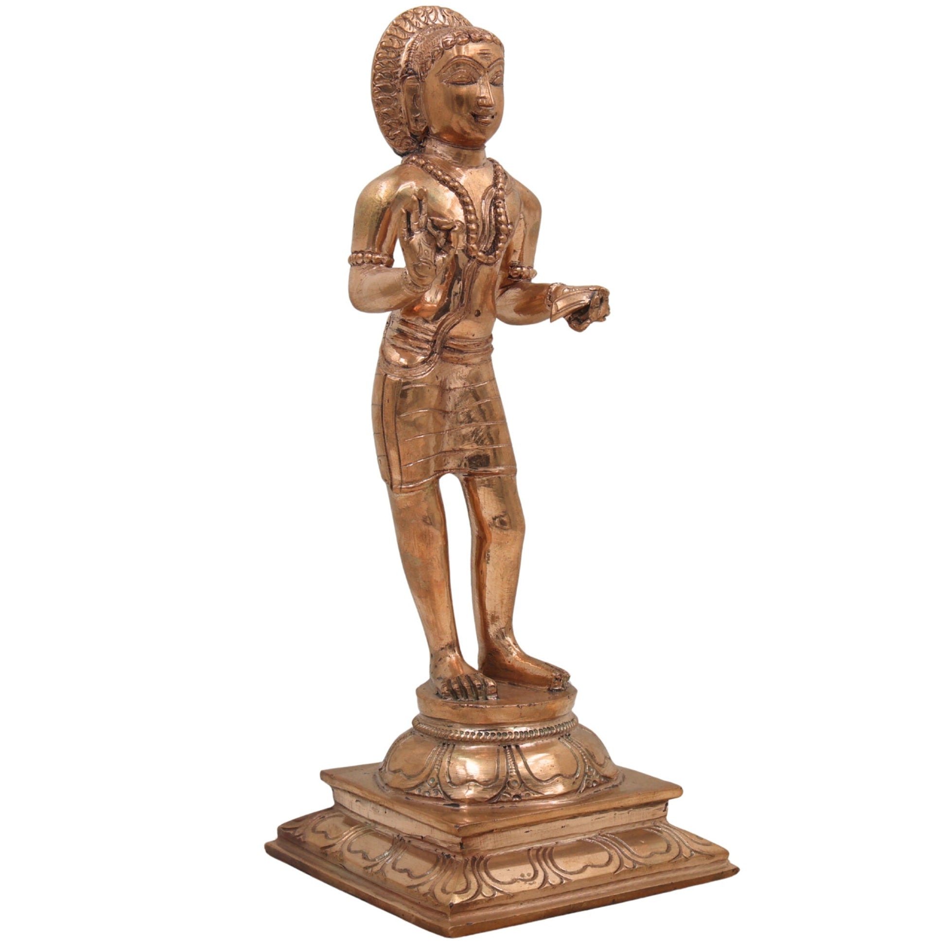 Handcrafted Bronze Manikkavacakar Idol | Panchaloha Manikkavachakar Statue | Tamil Shaiva Saint Murti for Temple & Home Decor,Gold, 11.5 Inch, 1 Piece