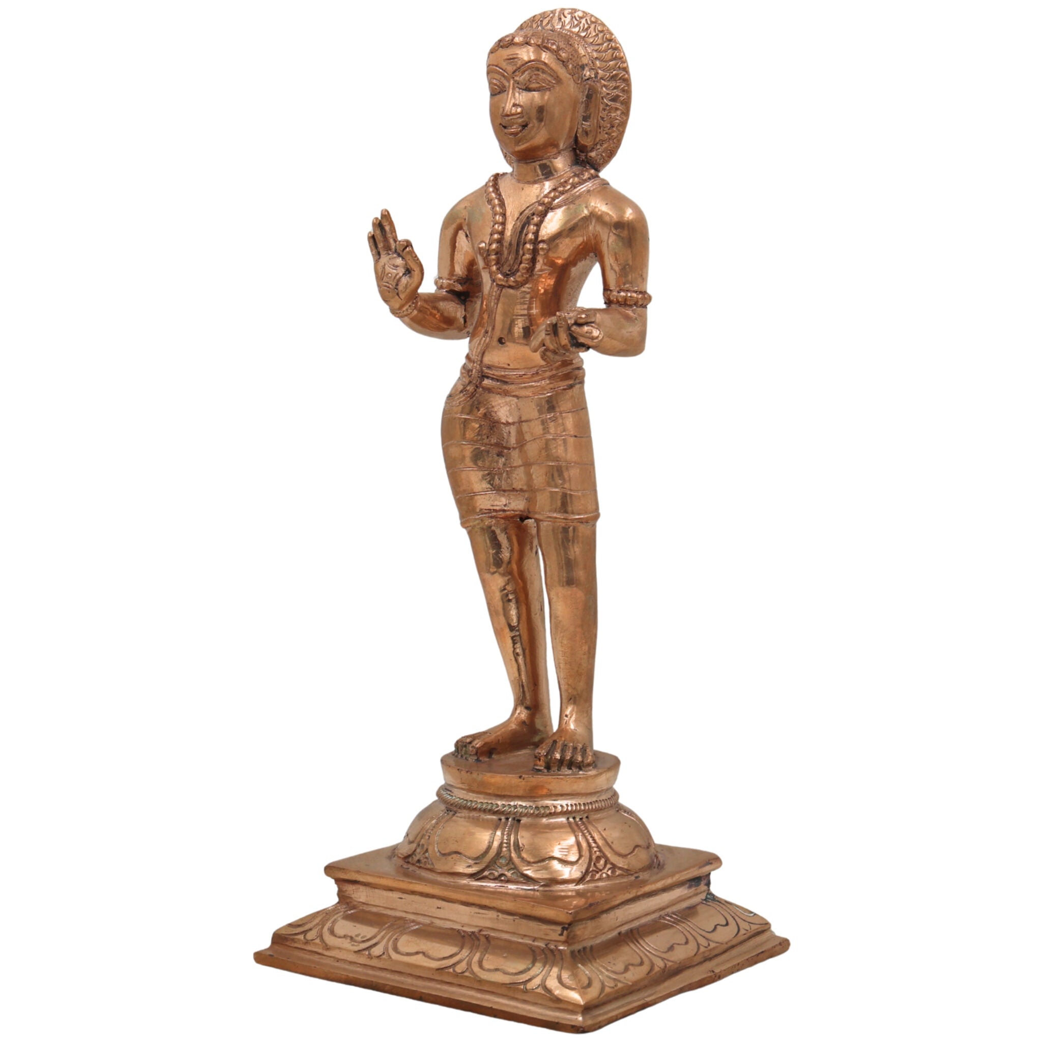 Handcrafted Bronze Manikkavacakar Idol | Panchaloha Manikkavachakar Statue | Tamil Shaiva Saint Murti for Temple & Home Decor,Gold, 11.5 Inch, 1 Piece