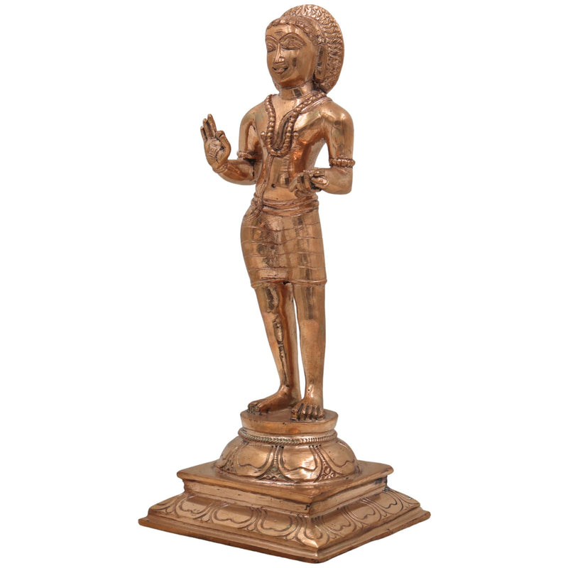 Handcrafted Bronze Manikkavacakar Idol | Panchaloha Manikkavachakar Statue | Tamil Shaiva Saint Murti for Temple & Home Decor,Gold, 11.5 Inch, 1 Piece