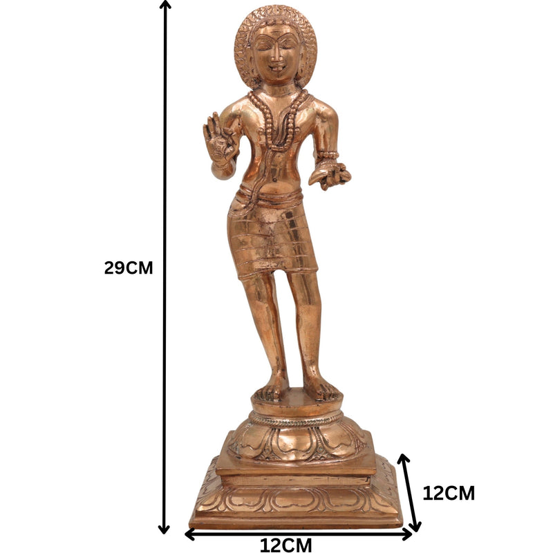 Handcrafted Bronze Manikkavacakar Idol | Panchaloha Manikkavachakar Statue | Tamil Shaiva Saint Murti for Temple & Home Decor,Gold, 11.5 Inch, 1 Piece