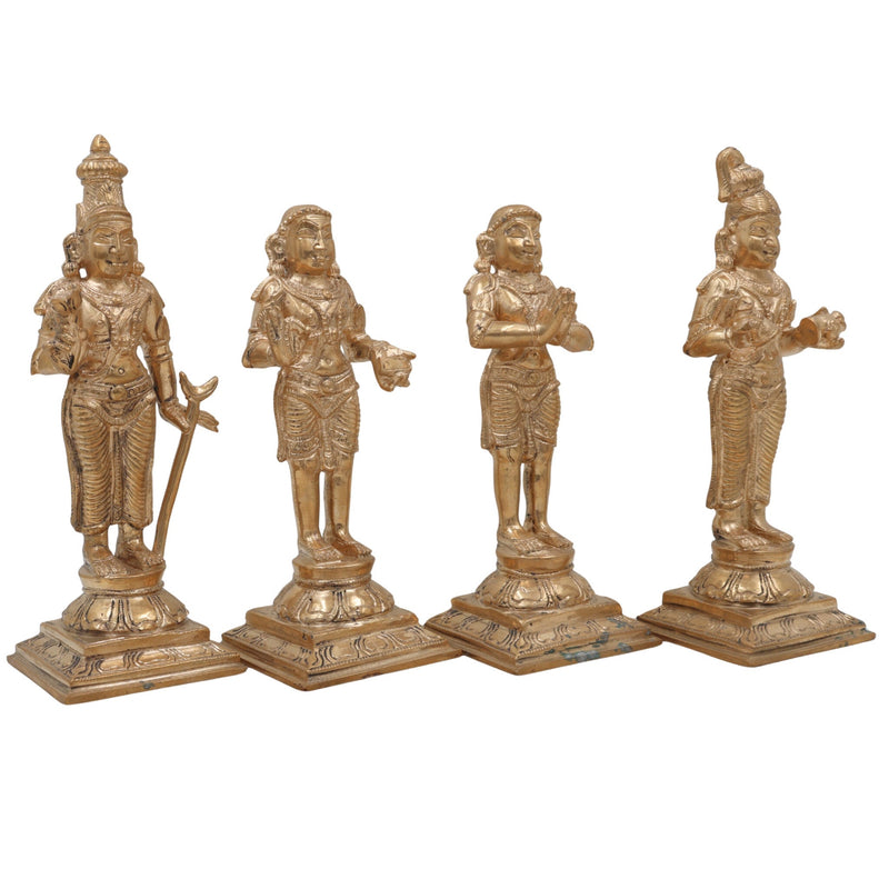 Handmade Bronze Panchaloha Nayanars Idols Set – Authentic Tamil Shaiva Saints Statue, 4pcs Traditional Panchadhatu Shaiva Bhakti Murti for Home & Temple Decor,Gold, 7 Inch, 1 set