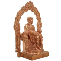 Handmade Bronze Sai Baba Idol with Prabhavali Peetam – Authentic Panchaloha Shirdi Sai Nath Statue for Home, Temple, Puja Decor & Spiritual Gift,Gold, 7 Inch, 1 Piece
