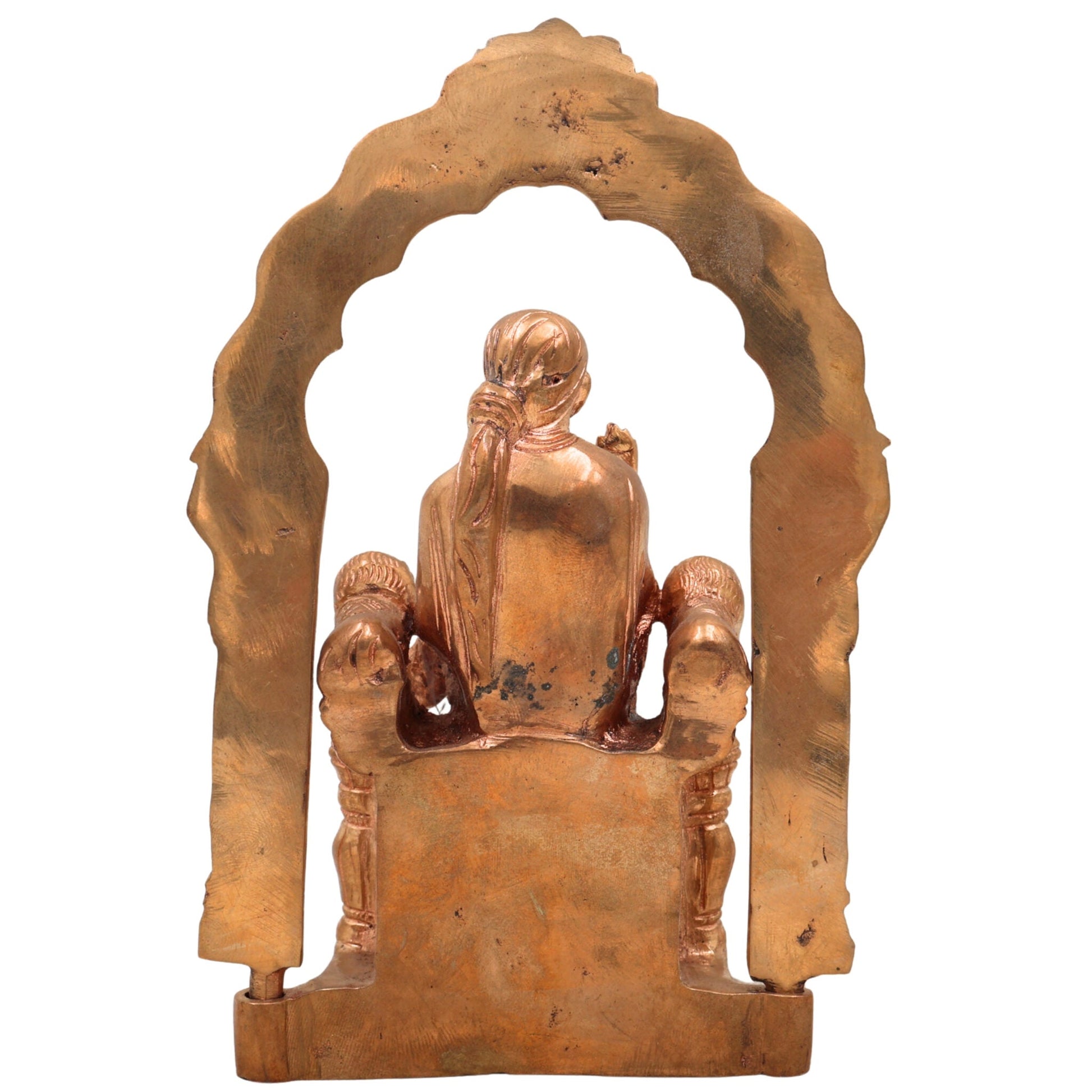 Handmade Bronze Sai Baba Idol with Prabhavali Peetam – Authentic Panchaloha Shirdi Sai Nath Statue for Home, Temple, Puja Decor & Spiritual Gift,Gold, 7 Inch, 1 Piece