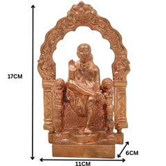 Handmade Bronze Sai Baba Idol with Prabhavali Peetam – Authentic Panchaloha Shirdi Sai Nath Statue for Home, Temple, Puja Decor & Spiritual Gift,Gold, 7 Inch, 1 Piece