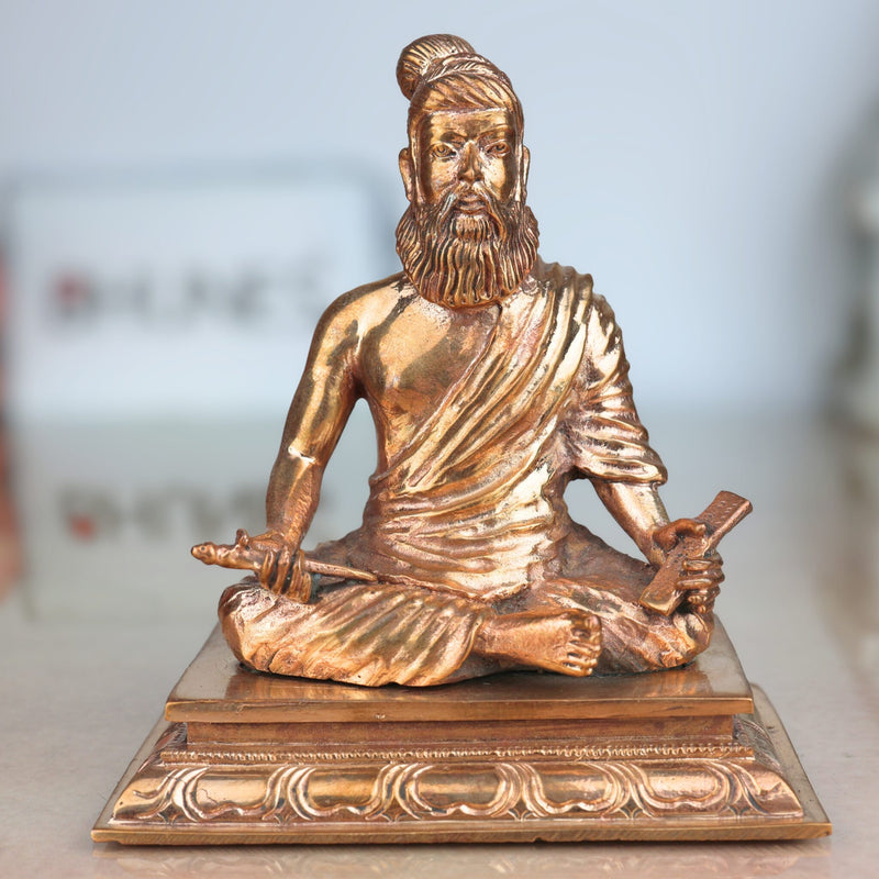 Handmade Bronze Thiruvalluvar Idol | Panchaloha Valluvar Statue | Traditional Tamil Poet Sculpture | Authentic South Indian Panchadhatu Murti,Gold, 5 Inch, 1 Piece