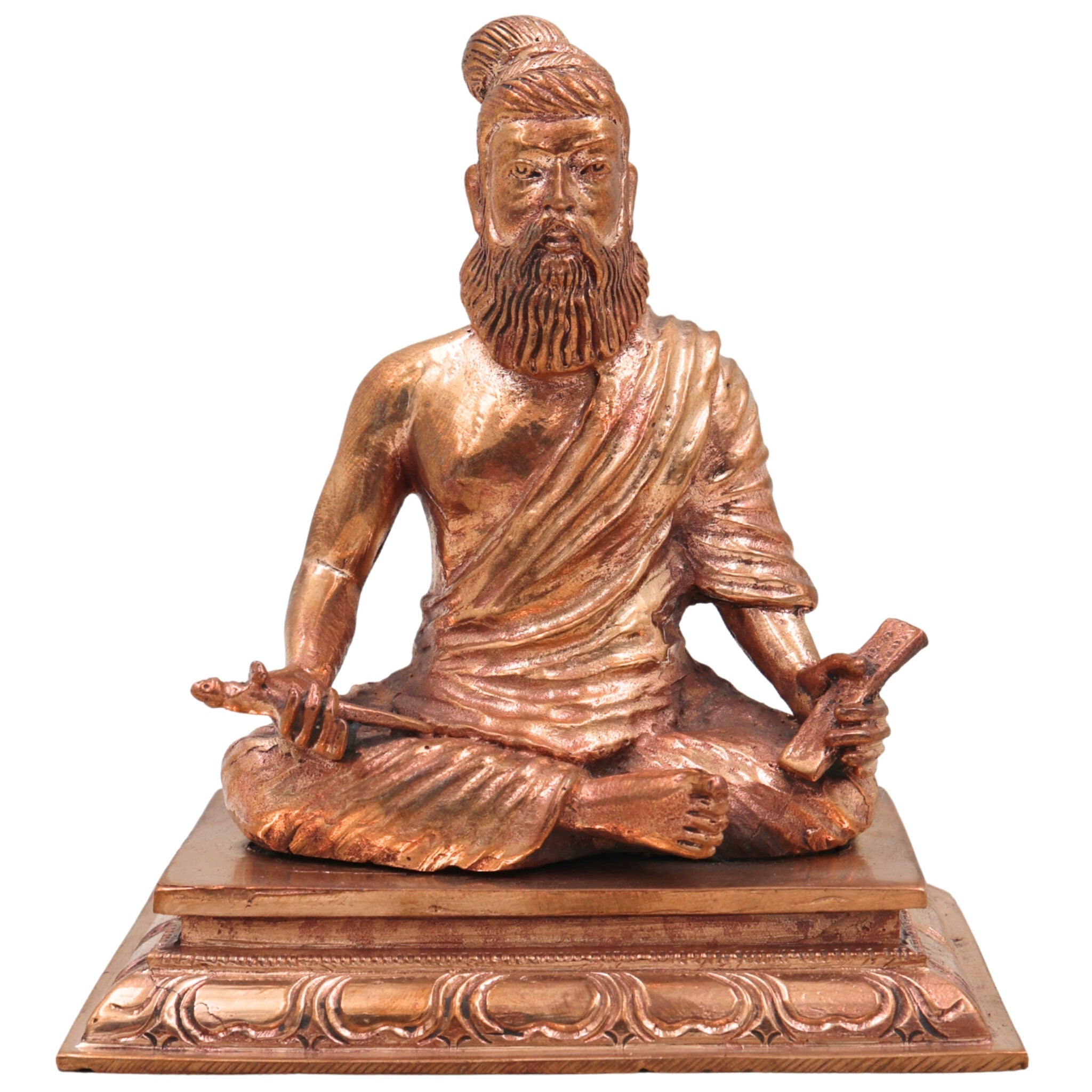 Handmade Bronze Thiruvalluvar Idol | Panchaloha Valluvar Statue | Traditional Tamil Poet Sculpture | Authentic South Indian Panchadhatu Murti,Gold, 5 Inch, 1 Piece