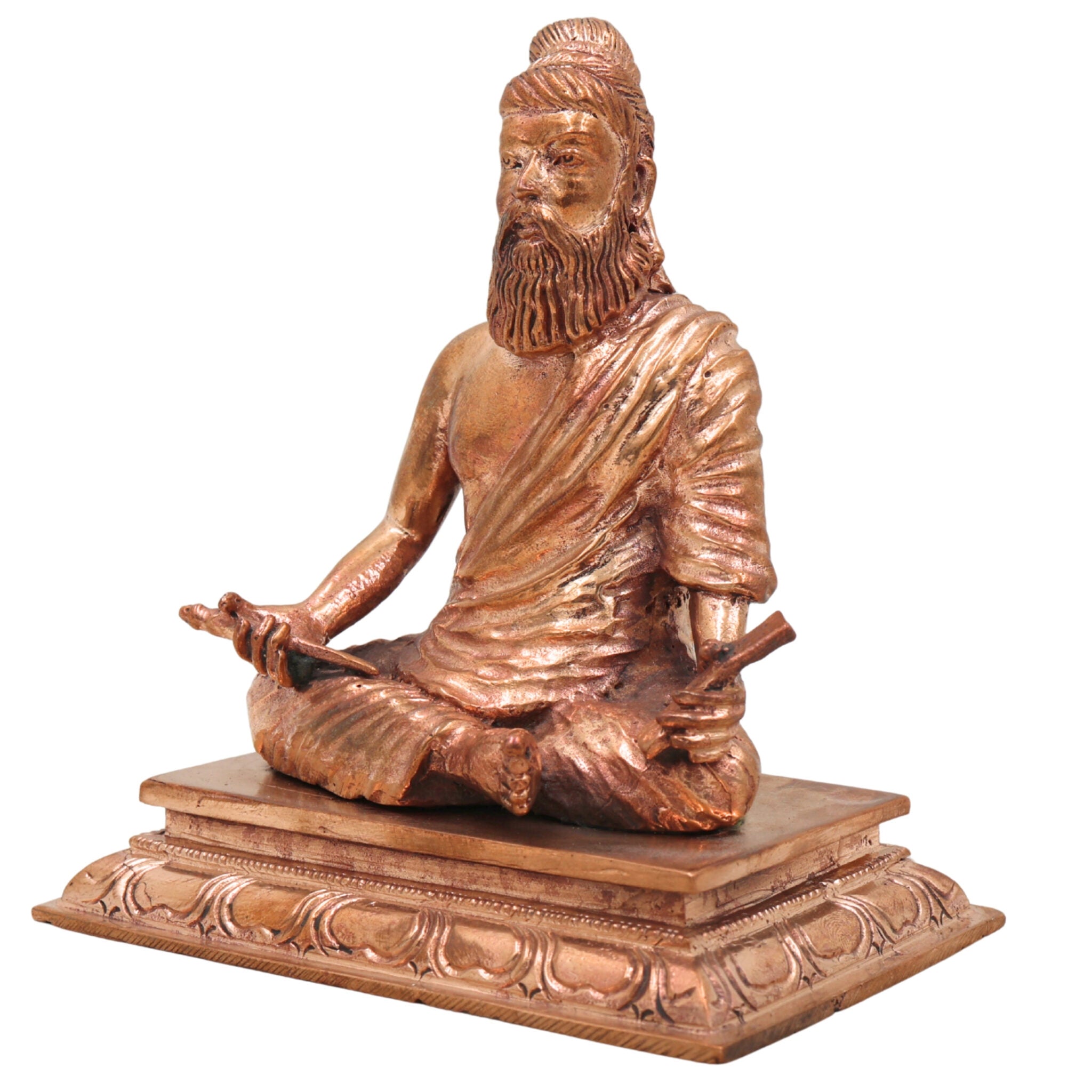 Handmade Bronze Thiruvalluvar Idol | Panchaloha Valluvar Statue | Traditional Tamil Poet Sculpture | Authentic South Indian Panchadhatu Murti,Gold, 5 Inch, 1 Piece