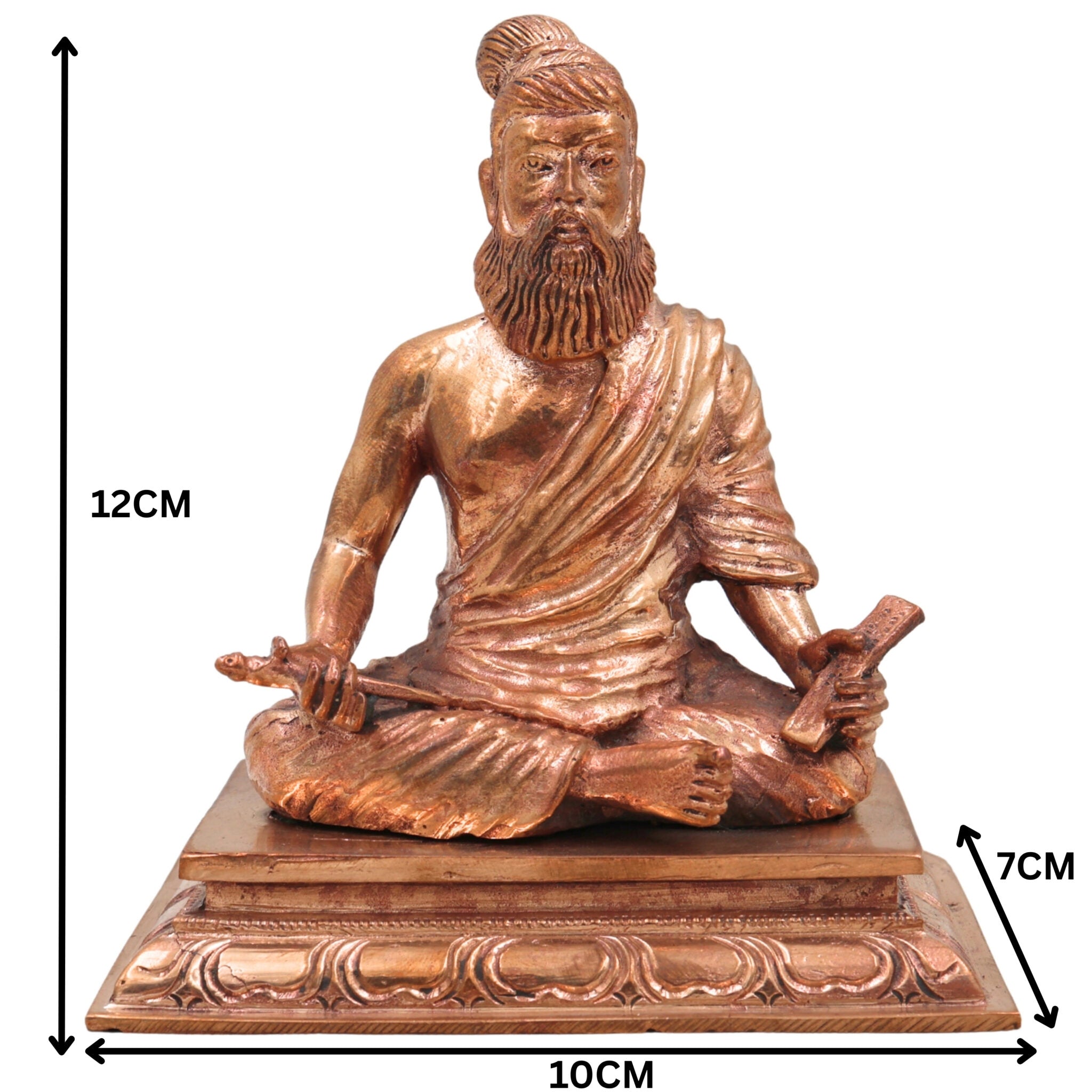 Handmade Bronze Thiruvalluvar Idol | Panchaloha Valluvar Statue | Traditional Tamil Poet Sculpture | Authentic South Indian Panchadhatu Murti,Gold, 5 Inch, 1 Piece