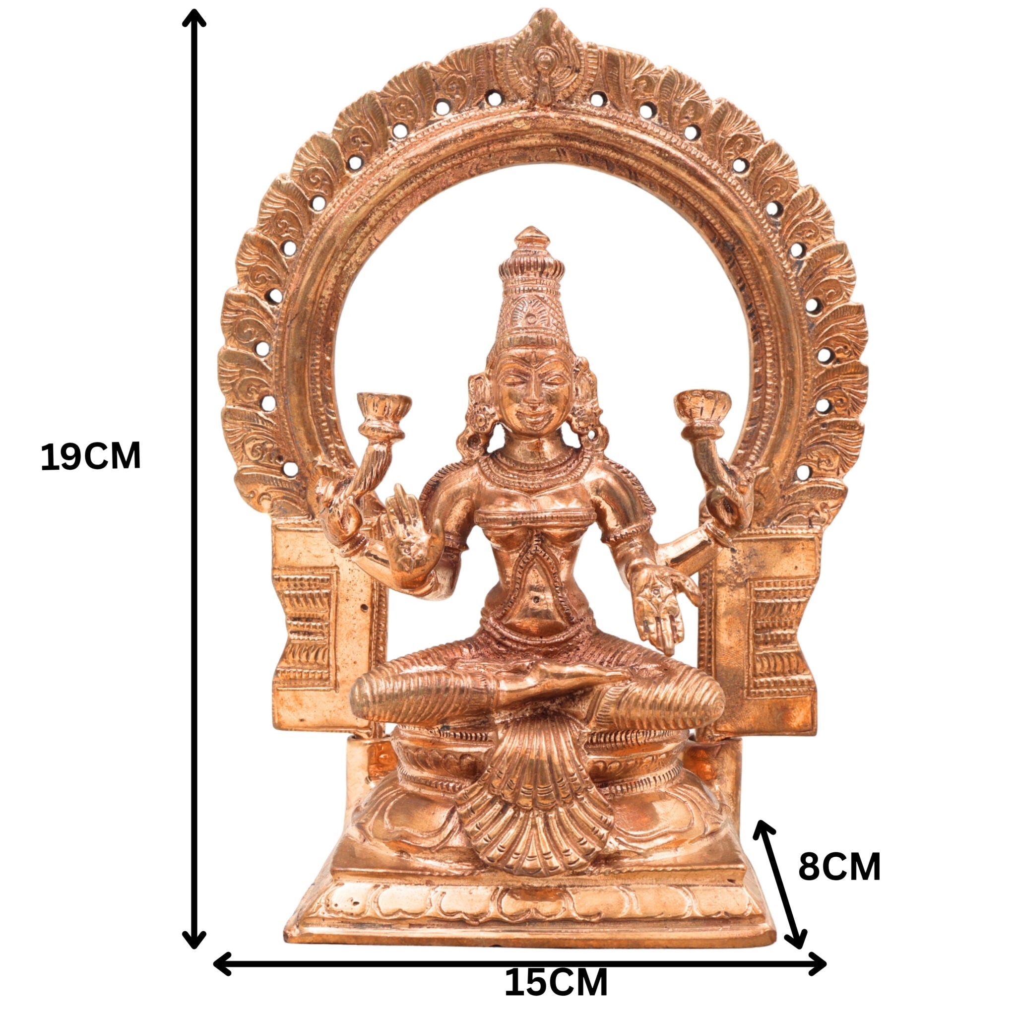 Handcrafted Bronze Mahalakshmi Idol | Panchaloha Goddess Maha Lakshmi Kamala Devi Statue for Pooja, Temple, Home Decor & Diwali Gift, Gold, 7.5 Inch, 1 Piece