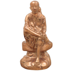Handcrafted Bronze Sai Baba Idol - Shirdi Sai Maharaj Panchaloha Statue for Home Temple Decor, Handmade Panchadhatu Sai Nath Murti,Gold, 5 Inch, 1 Piece
