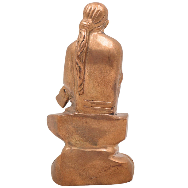 Handcrafted Bronze Sai Baba Idol - Shirdi Sai Maharaj Panchaloha Statue for Home Temple Decor, Handmade Panchadhatu Sai Nath Murti,Gold, 5 Inch, 1 Piece