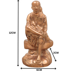 Handcrafted Bronze Sai Baba Idol - Shirdi Sai Maharaj Panchaloha Statue for Home Temple Decor, Handmade Panchadhatu Sai Nath Murti,Gold, 5 Inch, 1 Piece