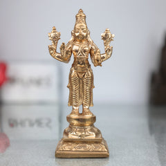 Handmade Bronze Dhanvantari Idol | Panchaloha Ayurvedic God Statue | Lord of Medicine & Healing Murti,Gold, 6.5 Inch, 1 Piece