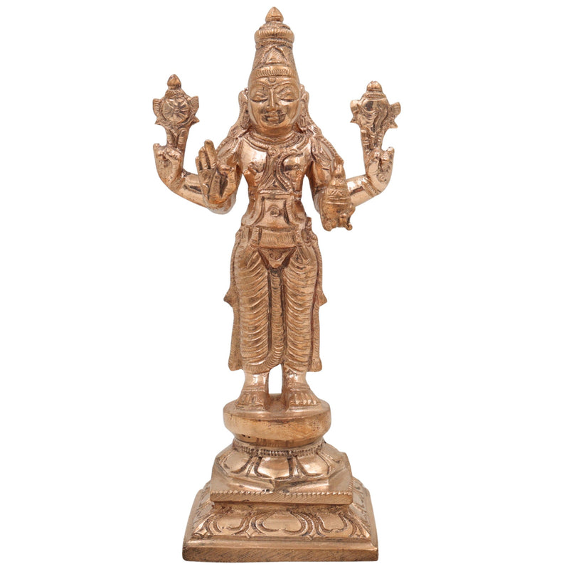 Handmade Bronze Dhanvantari Idol | Panchaloha Ayurvedic God Statue | Lord of Medicine & Healing Murti,Gold, 6.5 Inch, 1 Piece